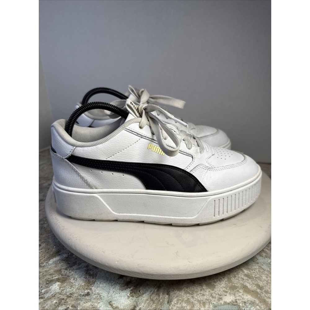 Size 8 - Puma Smash‎ Platform v3 White Black Gold W Shoes Hip Hop School Trendy